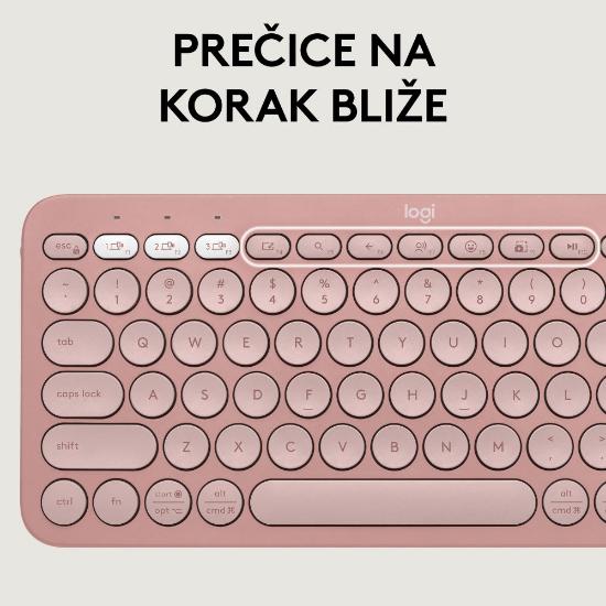 Tipkovnica + miška LOGITECH Pebble 2 Combo, brezžična, roza