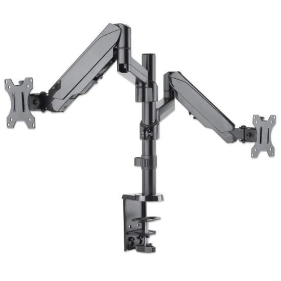 Stalak za monitor MANHATTAN 461597, za dva monitora, stolni, 17" do 32", crni