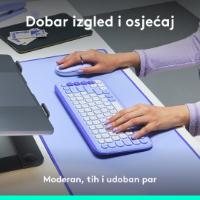 Tipkovnica + miška LOGITECH POP Icon Combo, brezžična, US Layout, BT, ljubičasta