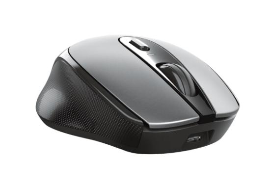 Miška TRUST Zaya Rechargeable, optički, 1600dpi, bežični, sivi