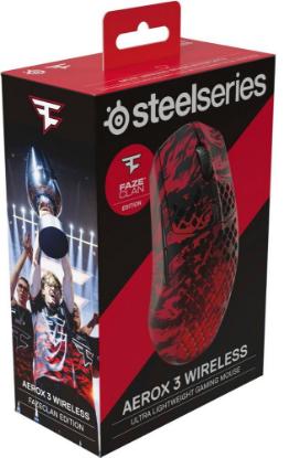 Miška STEELSERIES Aerox 3 Wireless Faze Clan, RGB, optički, bežični, BT,18000dpi, crno-rdeči
