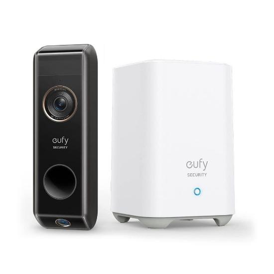 Pametno bežično zvono ANKER Eufy E8213G11, 2K, 2 leće, WiFi, baterijsko, crno, s baznom stanicom