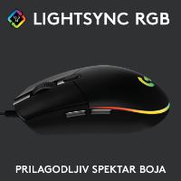 Miška LOGITECH Gaming G102 Lightsync, optički, 8000dpi, črni, USB