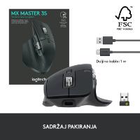 Miška LOGITECH MX Master 3S Performance, laserski, bežični, BT, USB, črni