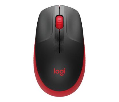 Miška LOGITECH M190, optički, bežični, 1000dpi, crno-rdeči