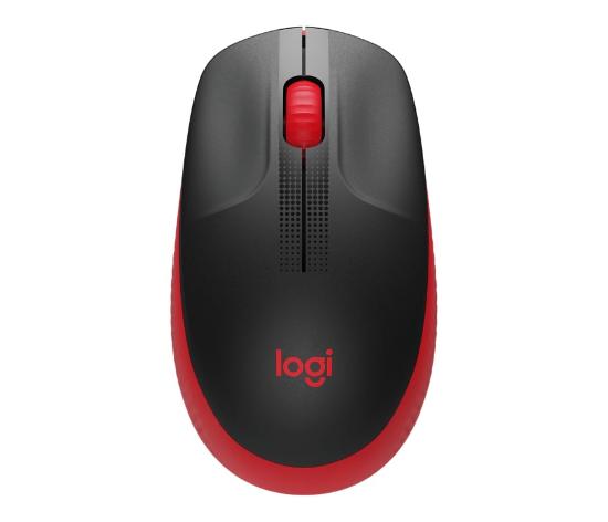 Miška LOGITECH M190, optički, bežični, 1000dpi, crno-rdeči