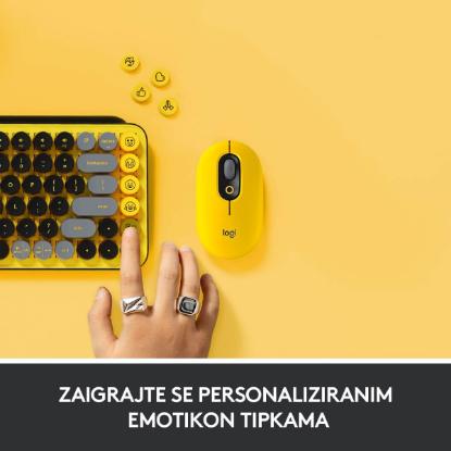 Tipkovnica LOGITECH POP Keys, mehanička, brezžična, US Layout, USB, žuto/črna