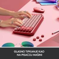 Tipkovnica LOGITECH POP Keys, mehanička, brezžična, US Layout, USB, crveno/roza