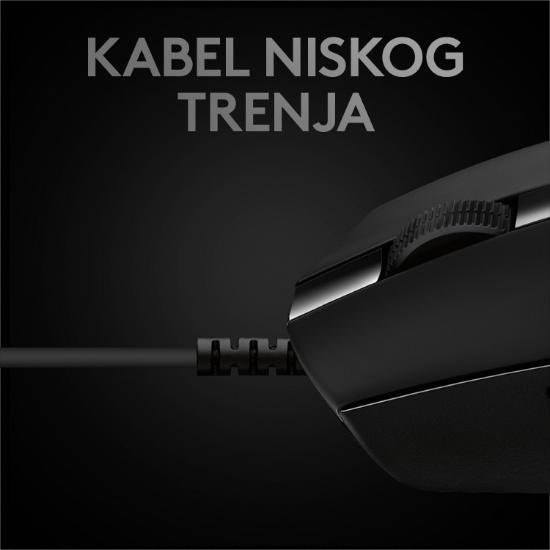 Miška LOGITECH Gaming G PRO HERO, 16000dpi, črni, USB