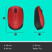 Miška LOGITECH M171, optički, bežični, rdeči