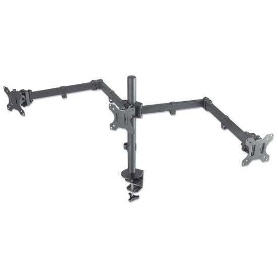 Stalak za monitor MANHATTAN 461658, za tri monitora, stolni, 13" do 27", crni