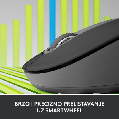 Miška LOGITECH M650 L, za ljevake, bežični, optički, 4000dpi, USB, BT, črni