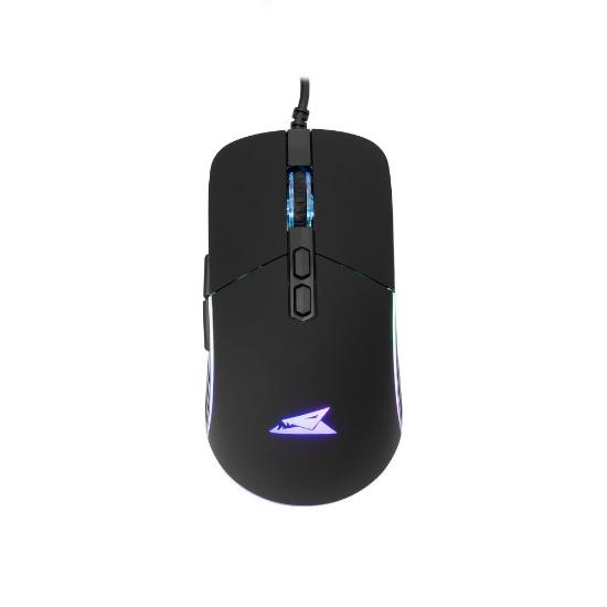 Miška BARACUDA BGM-011 Nautilus, RGB, optički, 12800dpi, črni