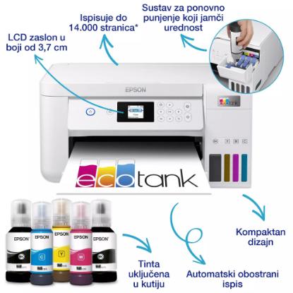 Multifunkcijski Tiskalnik EPSON EcoTank L4266, Tiskalnik/scanner/copy, 5760dpi, WiFi, USB, beli