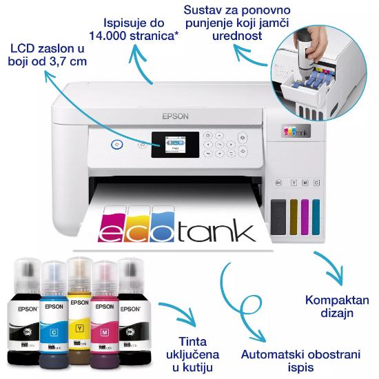 Multifunkcijski Tiskalnik EPSON EcoTank L4266, Tiskalnik/scanner/copy, 5760dpi, WiFi, USB, beli
