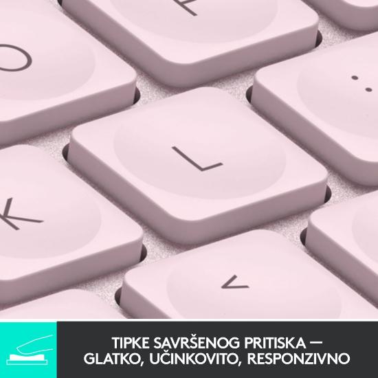 Tipkovnica LOGITECH MX Keys mini, brezžična, BT, roza
