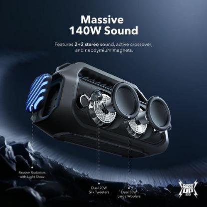 Zvučnik ANKER SoundCore Boom 2 Plus, BT, 140W, vodootporan, powerbank, crni