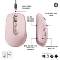 Miška LOGITECH MX Anywhere 3S, laserski, bežični, BT, rozi