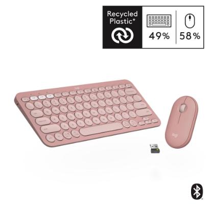 Tipkovnica + miška LOGITECH Pebble 2 Combo, brezžična, roza