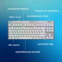 Tipkovnica LOGITECH Gaming G915 X TKL Tactile, RGB, mehanička, US Layout, USB, bela