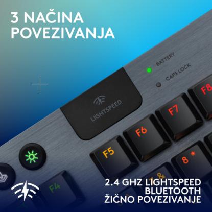 Tipkovnica LOGITECH Gaming G915 X TKL Lightspeed Tactile, RGB, mehanička, brezžična, US Layout, črna