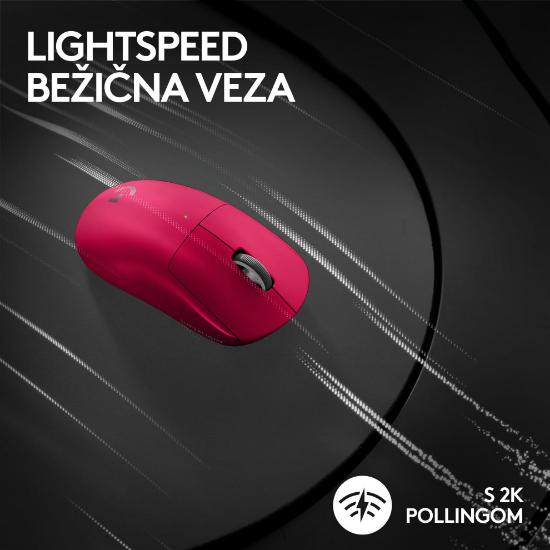 Miška LOGITECH Pro X Superlight 2, bežični, optički, 32000dpi, rozi, USB