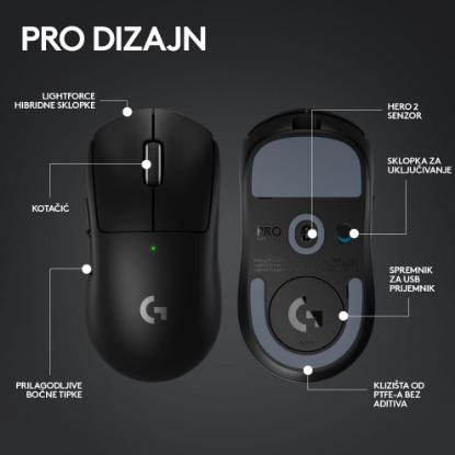 Miška LOGITECH Pro X Superlight 2, bežični, optički, 32000dpi, črni, USB