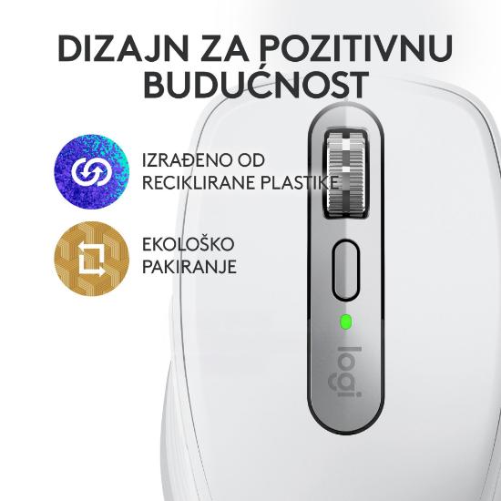 Miška LOGITECH MX Anywhere 3S, laserski, bežični, BT, pale gray