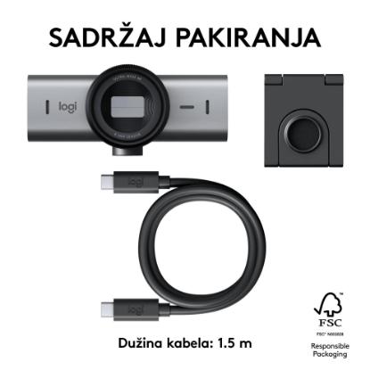 Web kamera LOGITECH MX Brio, 4K UHD, USB-C, siva