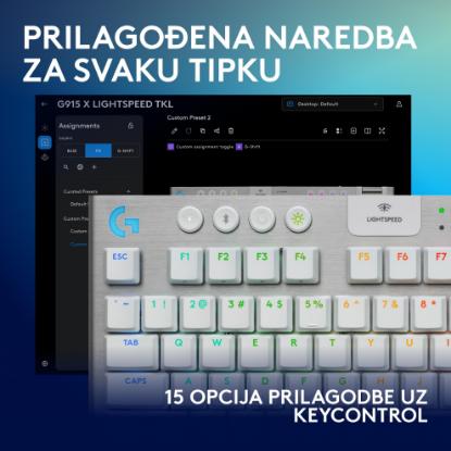 Tipkovnica LOGITECH Gaming G915 X TKL Tactile, RGB, mehanička, US Layout, USB, bela