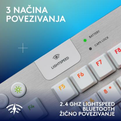 Tipkovnica LOGITECH Gaming G915 X TKL Tactile, RGB, mehanička, US Layout, USB, bela