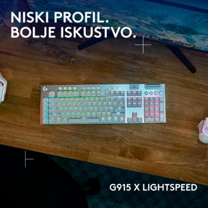 Tipkovnica LOGITECH Gaming G915 X Tactile, RGB, mehanička, US Layout, USB, bela