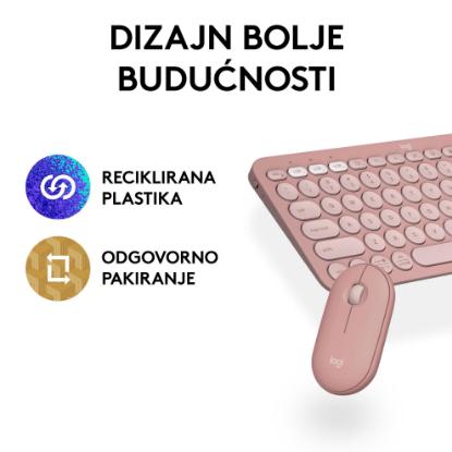 Tipkovnica + miška LOGITECH Pebble 2 Combo, brezžična, roza