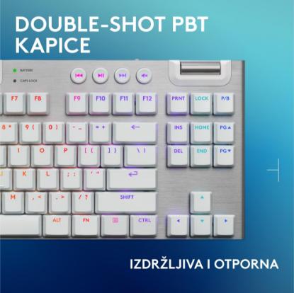 Tipkovnica LOGITECH Gaming G915 X TKL Tactile, RGB, mehanička, US Layout, USB, bela