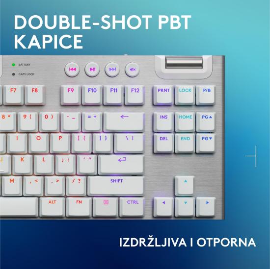 Tipkovnica LOGITECH Gaming G915 X TKL Tactile, RGB, mehanička, US Layout, USB, bela
