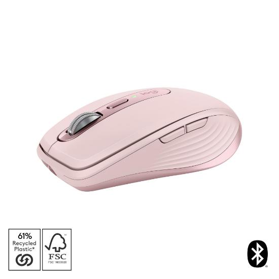 Miška LOGITECH MX Anywhere 3S, laserski, bežični, BT, rozi