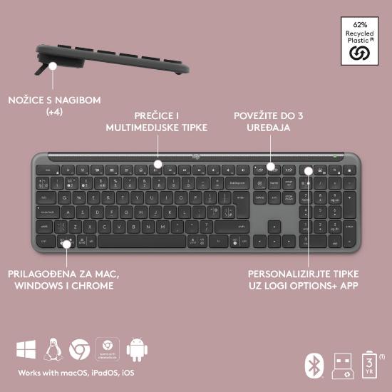 Tipkovnica + miška LOGITECH MK950 Signature Slim Combo, brezžična, črna, Bolt Receiver USB