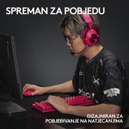 Miška LOGITECH Pro X Superlight 2, bežični, optički, 32000dpi, rozi, USB