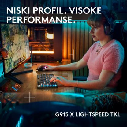 Tipkovnica LOGITECH Gaming G915 X TKL Lightspeed Tactile, RGB, mehanička, brezžična, US Layout, črna