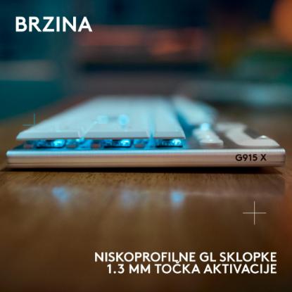 Tipkovnica LOGITECH Gaming G915 X Tactile, RGB, mehanička, US Layout, USB, bela