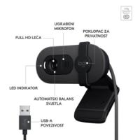 Web kamera LOGITECH Brio 100, črna