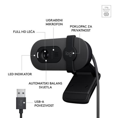 Web kamera LOGITECH Brio 100, črna