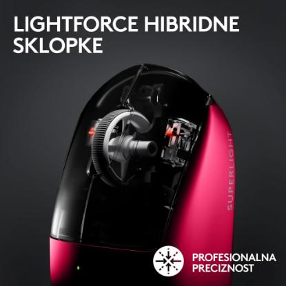 Miška LOGITECH Pro X Superlight 2, bežični, optički, 32000dpi, rozi, USB