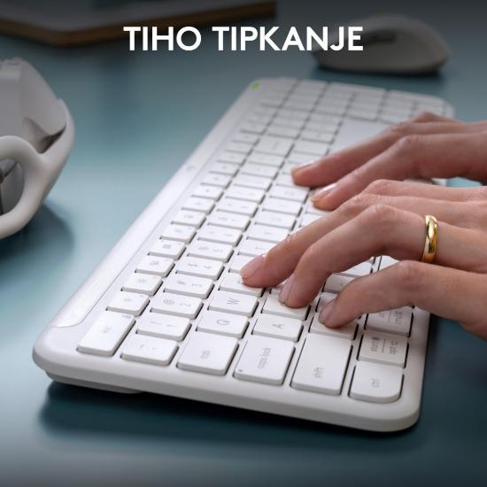 Tipkovnica + miška LOGITECH MK950 Signature Slim Combo, brezžična, bela, Bolt Receiver USB