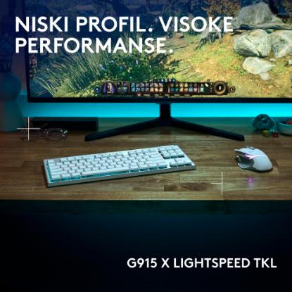 Tipkovnica LOGITECH Gaming G915 X TKL Tactile, RGB, mehanička, US Layout, USB, bela