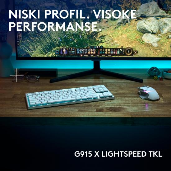 Tipkovnica LOGITECH Gaming G915 X TKL Tactile, RGB, mehanička, US Layout, USB, bela