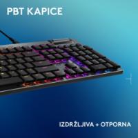 Tipkovnica LOGITECH Gaming G915 X Tactile, RGB, mehanička, US Layout, USB, črna