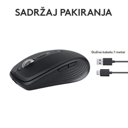 Miška LOGITECH MX Anywhere 3S, laserski, bežični, BT, graphite