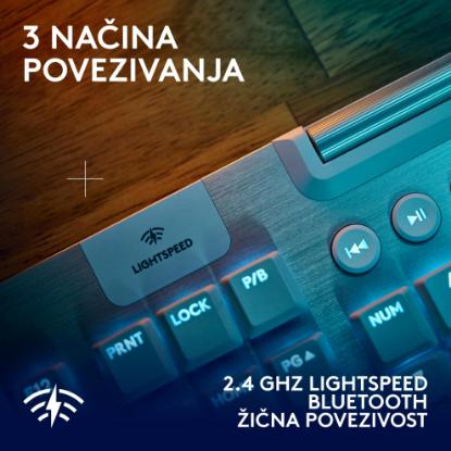 Tipkovnica LOGITECH Gaming G915 X Tactile, RGB, mehanička, US Layout, USB, bela