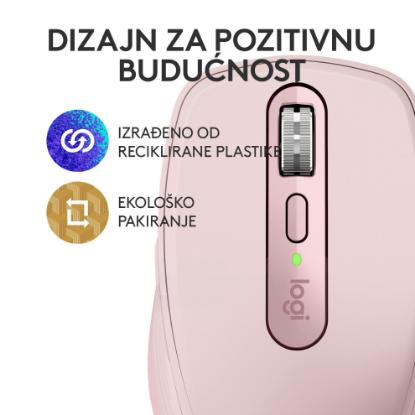 Miška LOGITECH MX Anywhere 3S, laserski, bežični, BT, rozi